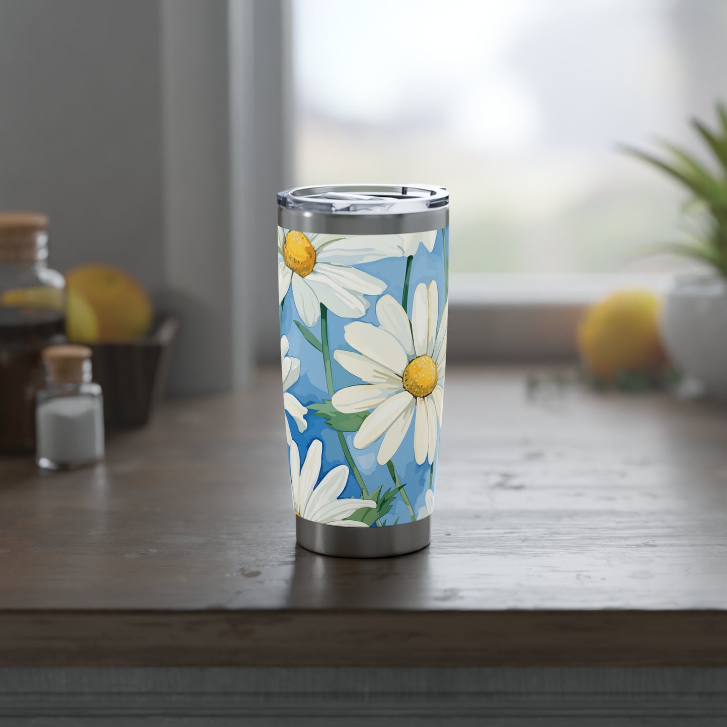 White Daisy Flower Eco-Friendly 20oz VegaBound Tumbler