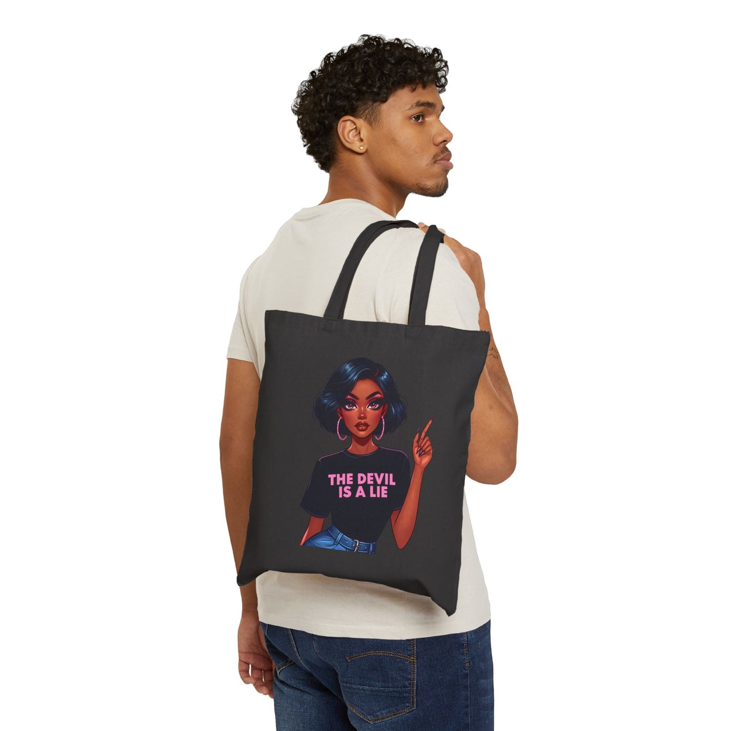 The Devil Is A Lie Cotton Graphic Tote Bag
