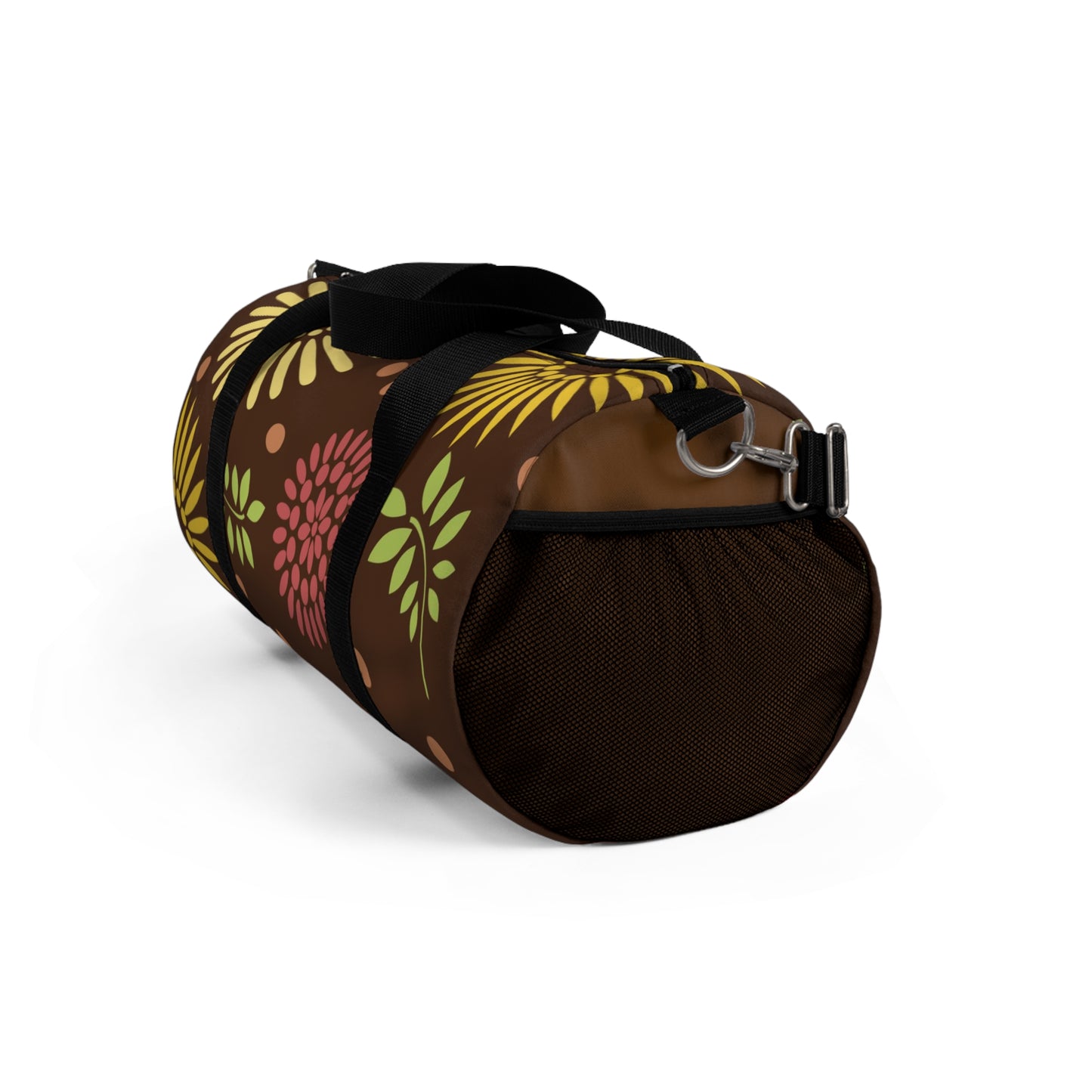 Earthy Elegance: Brown Floral Pattern Duffel Bag