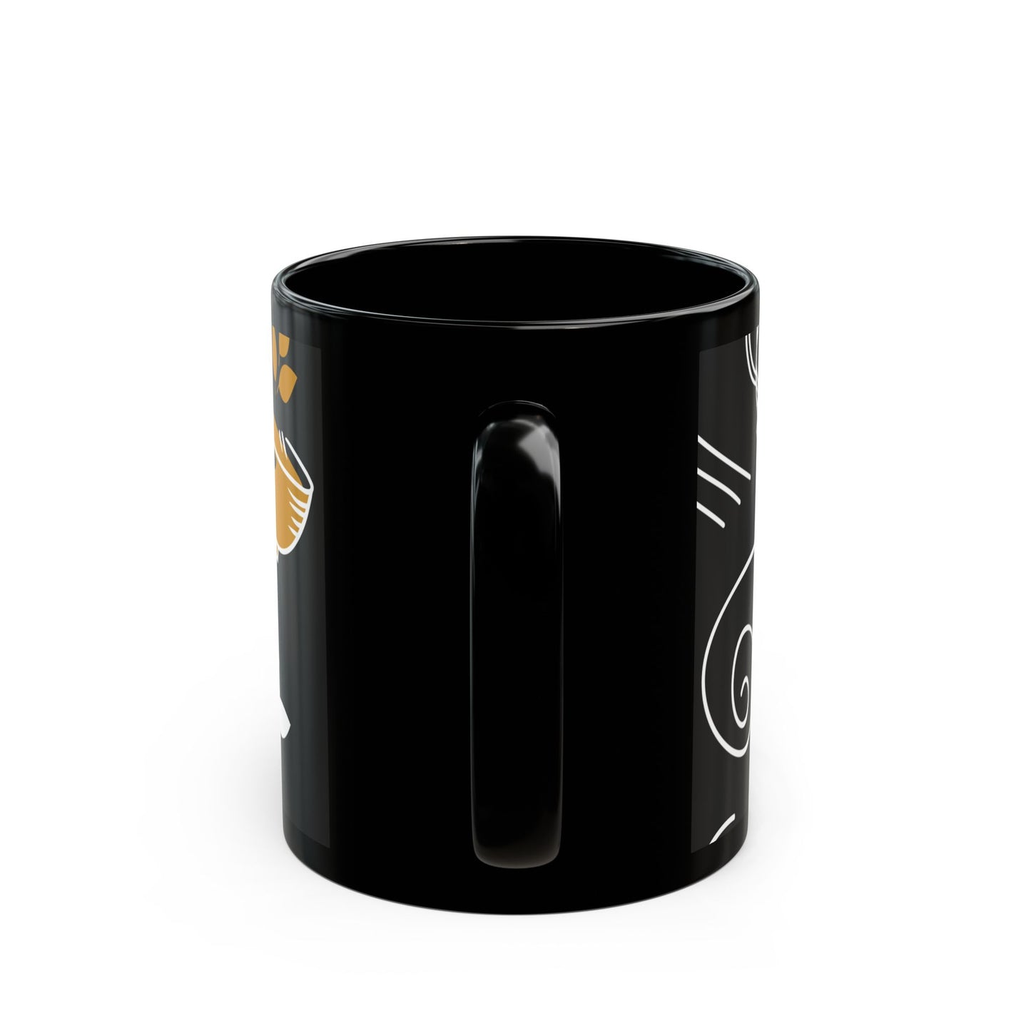 Elegance in Every Sip: White & Gold Floral 11oz Black Ceramic Mug