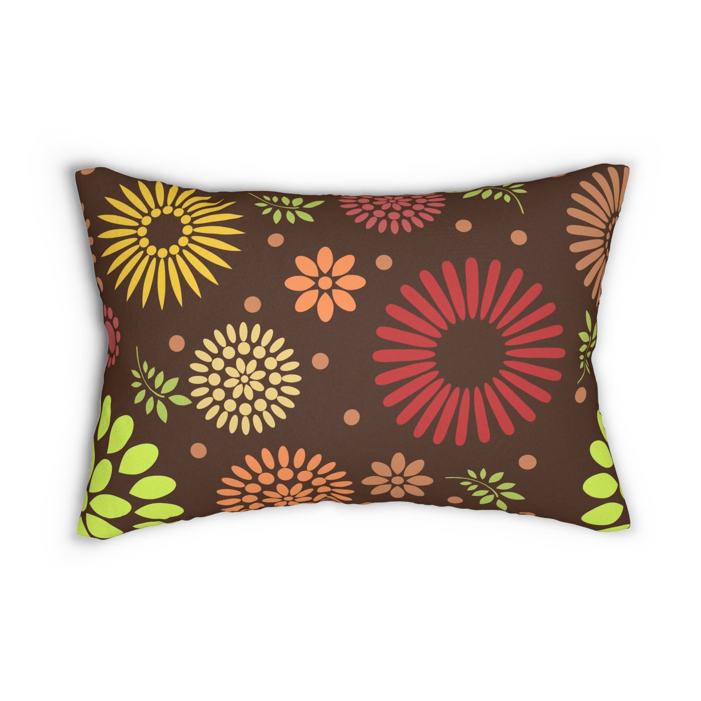 Earthy Elegance: Brown Floral Pattern |Spun Polyester Lumbar Pillow