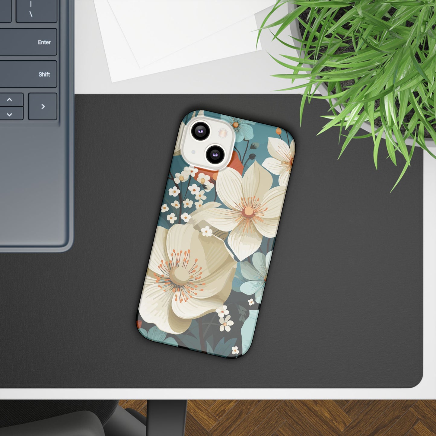 Serenity Floral Pattern Slim Phone Case