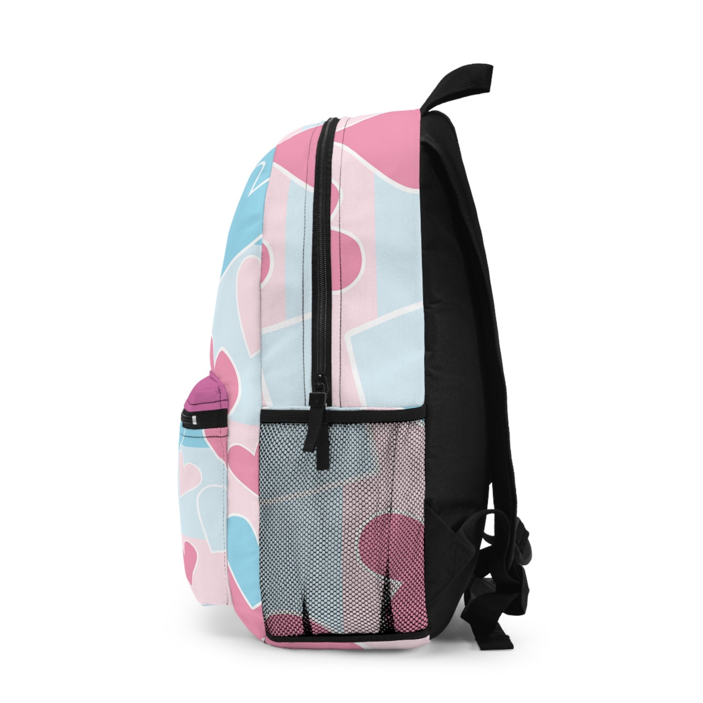 Pink and Blue Heart Design Spun Polyester Backpack