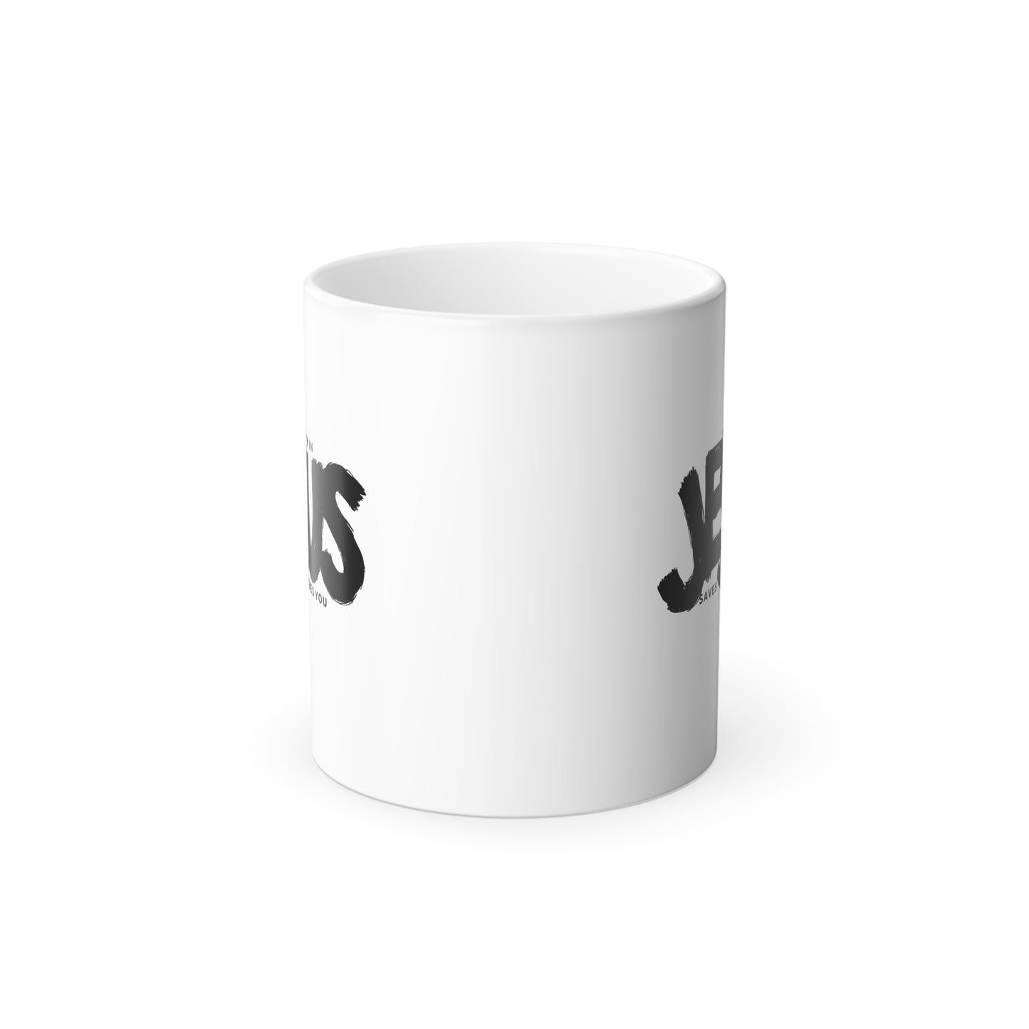 Jesus Divine Message Morphing Mug | 11oz Heat-Sensitive Coffee Cup |Strength, Salvation & Love