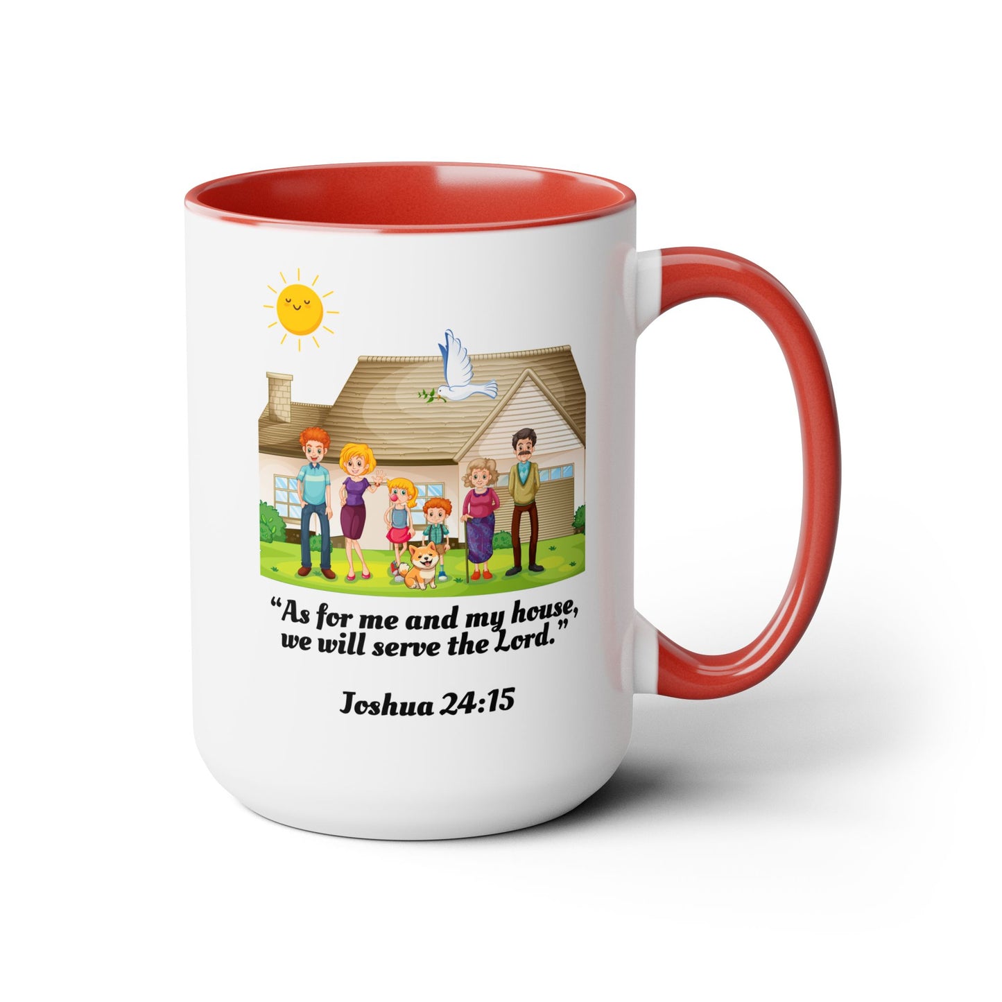 Family Unity: Joshua 24:15| 15oz Two-Toned Coffee Mug |Available in 5 Colors