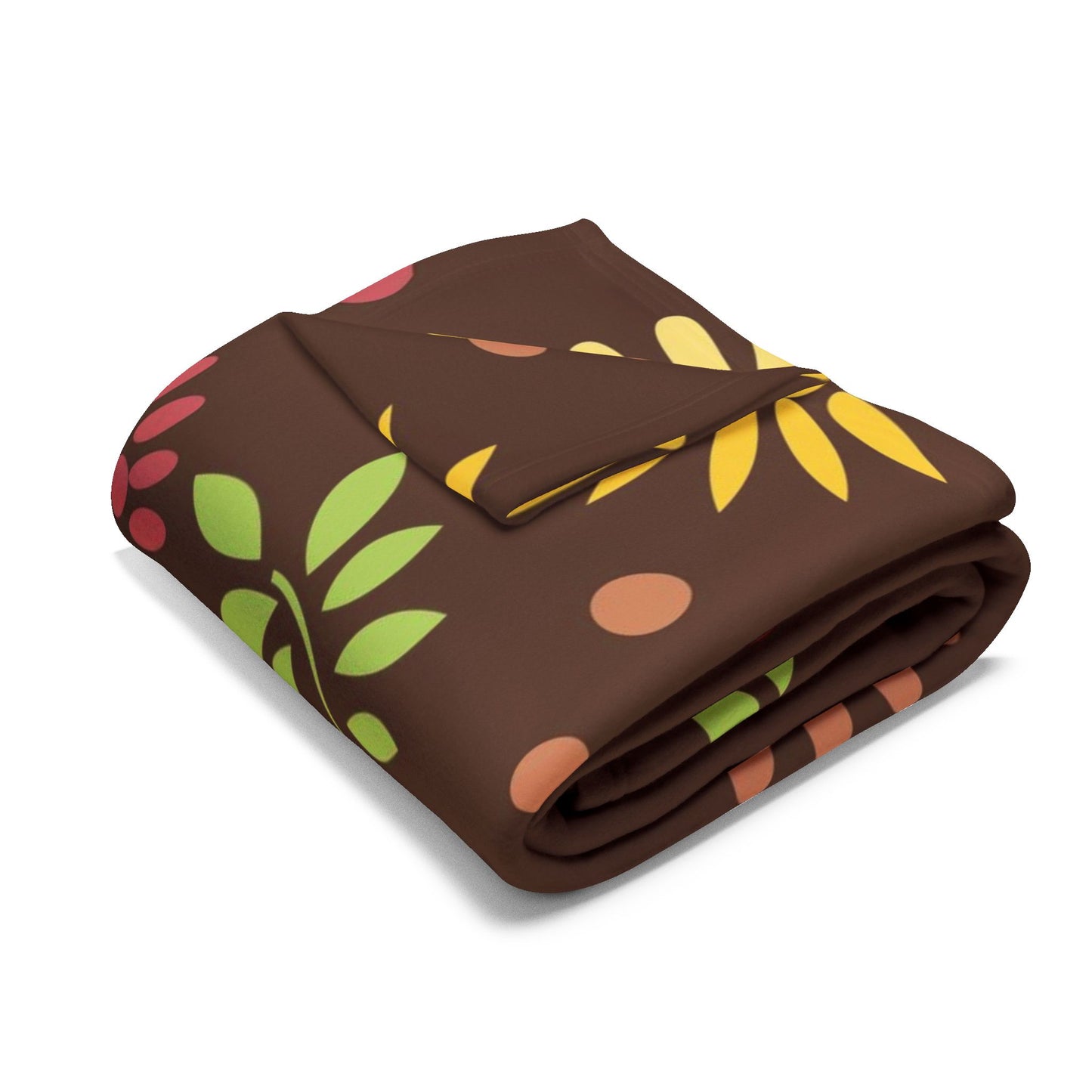 Earthy Elegance: Brown Floral Pattern Arctic Fleece Blanket
