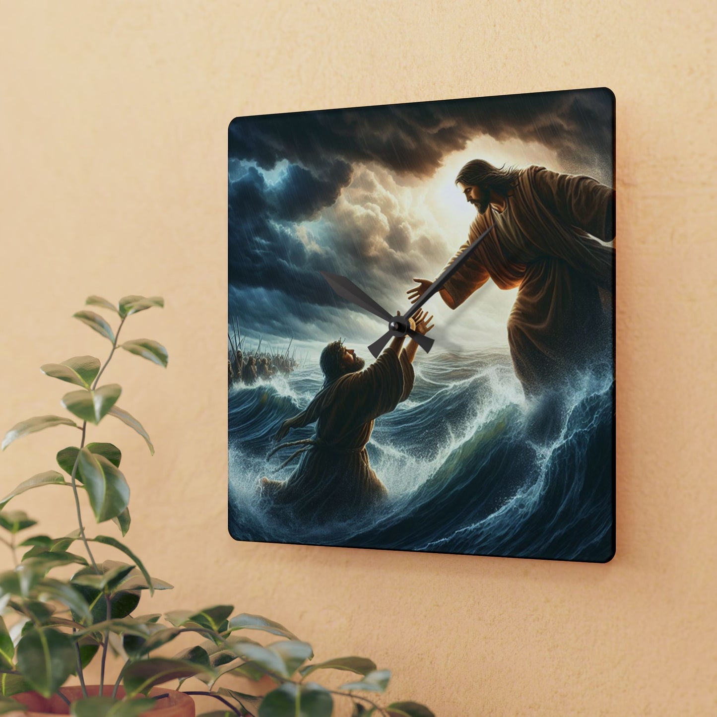 Divine Intervention: Rescued By His Hand Acrylic Wall Clock