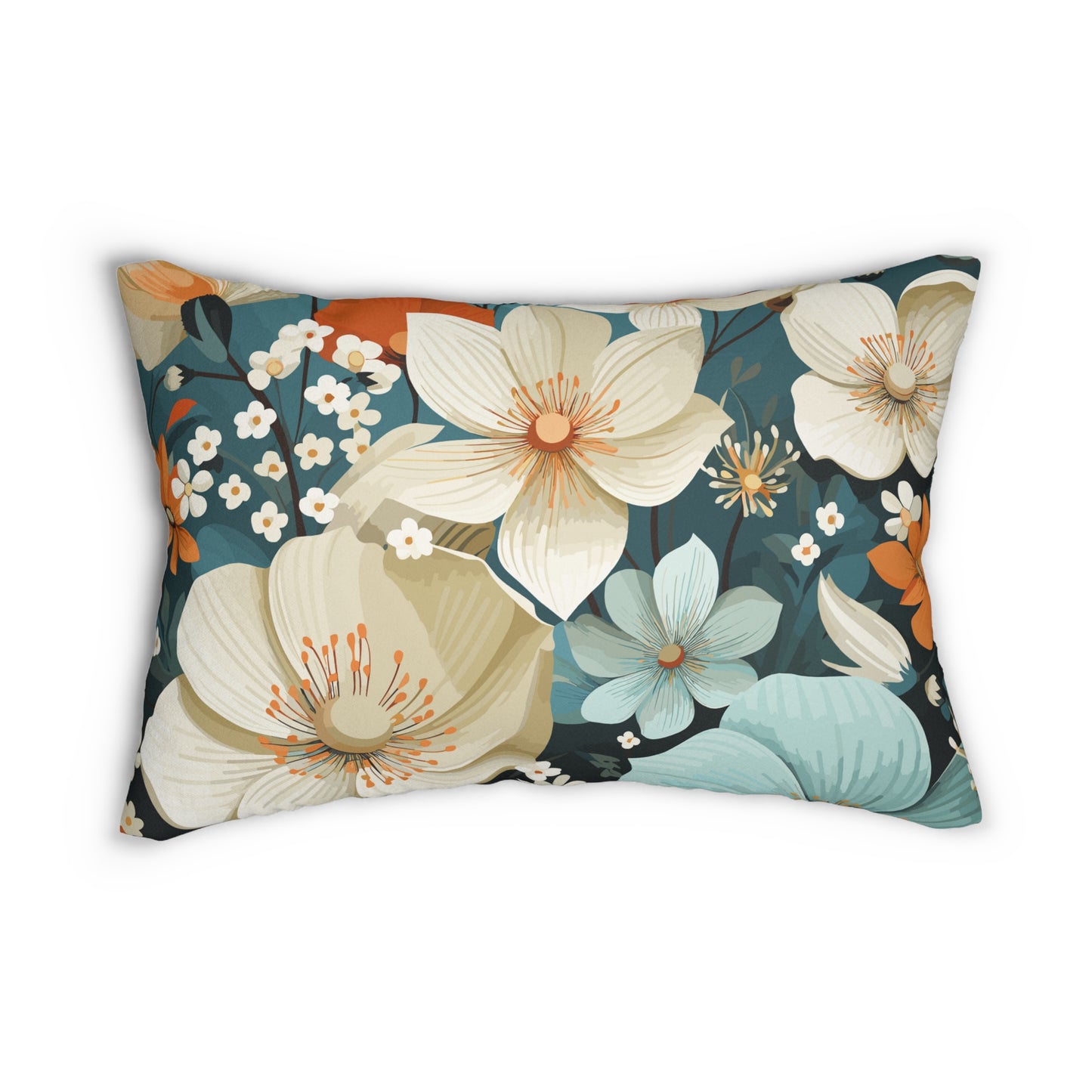 Serenity Floral Pattern Spun Polyester Lumbar Pillow