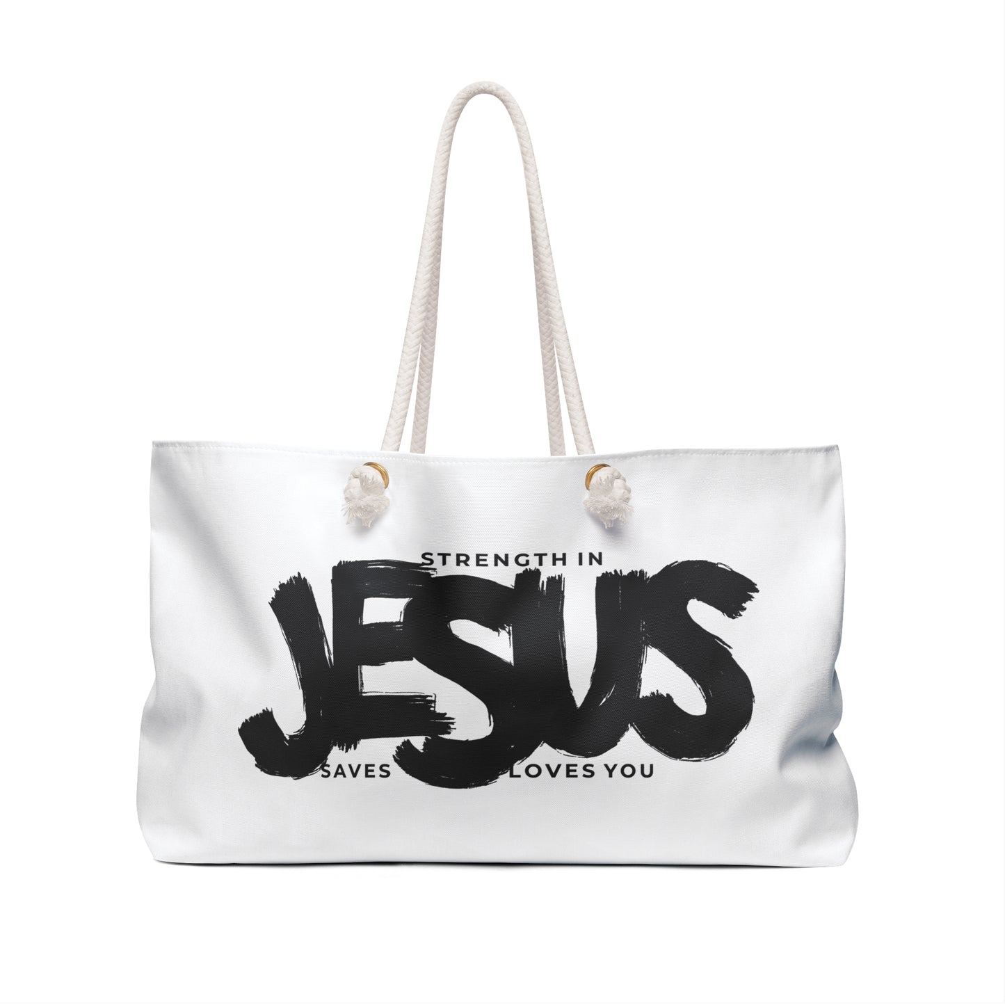 Divine Strength: Oversized Weekender Bag with Triple Jesus Messages