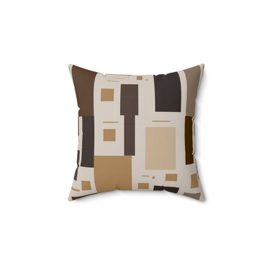 Multi-Brown Elegance: Spun Polyester Square Throw Pillow