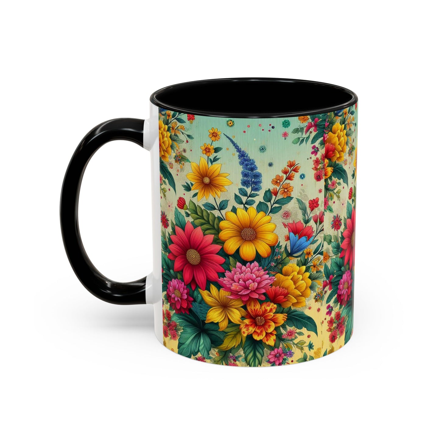 Vibrant Floral Accent Coffee Mug | Available in 11 & 15oz Sizes
