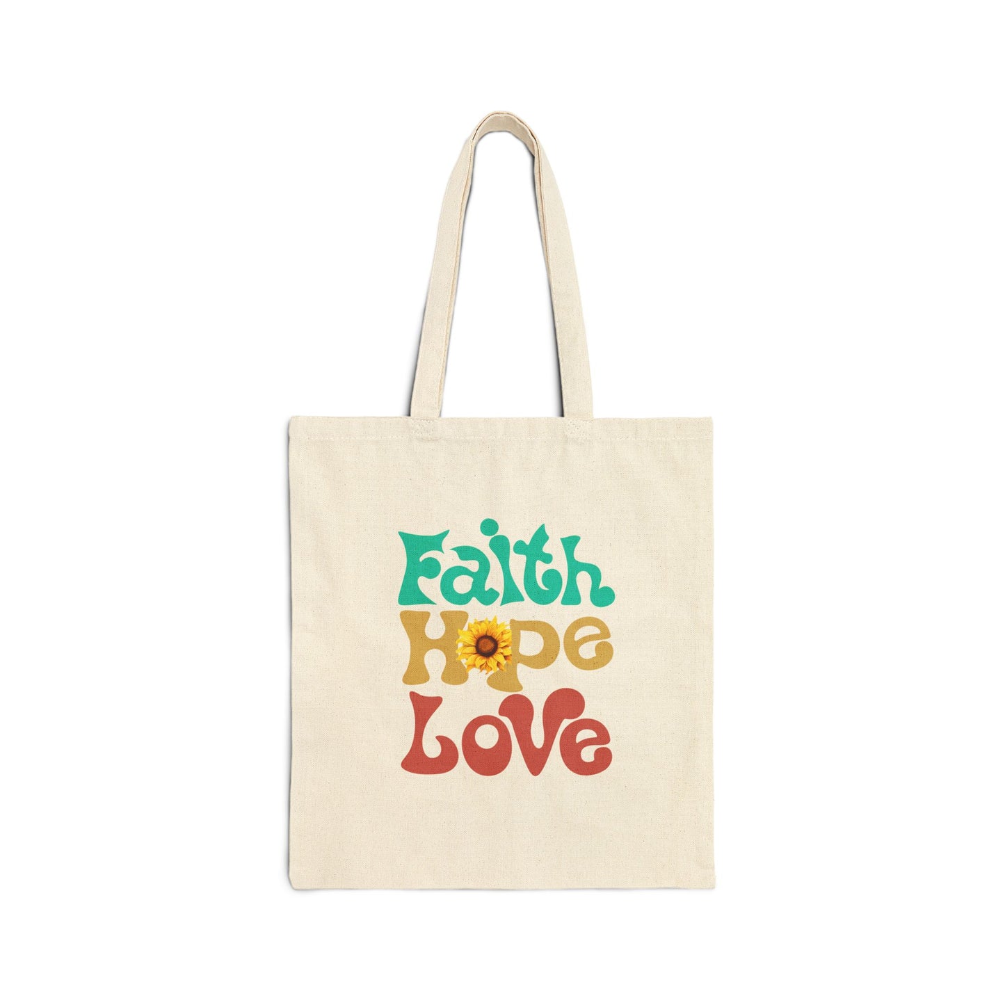 Faith, Hope, and Love Cotton Canvas Tote Bag