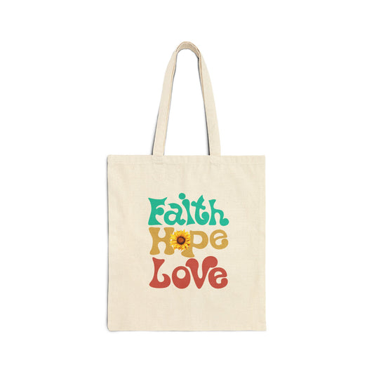 Faith, Hope, and Love Cotton Canvas Tote Bag