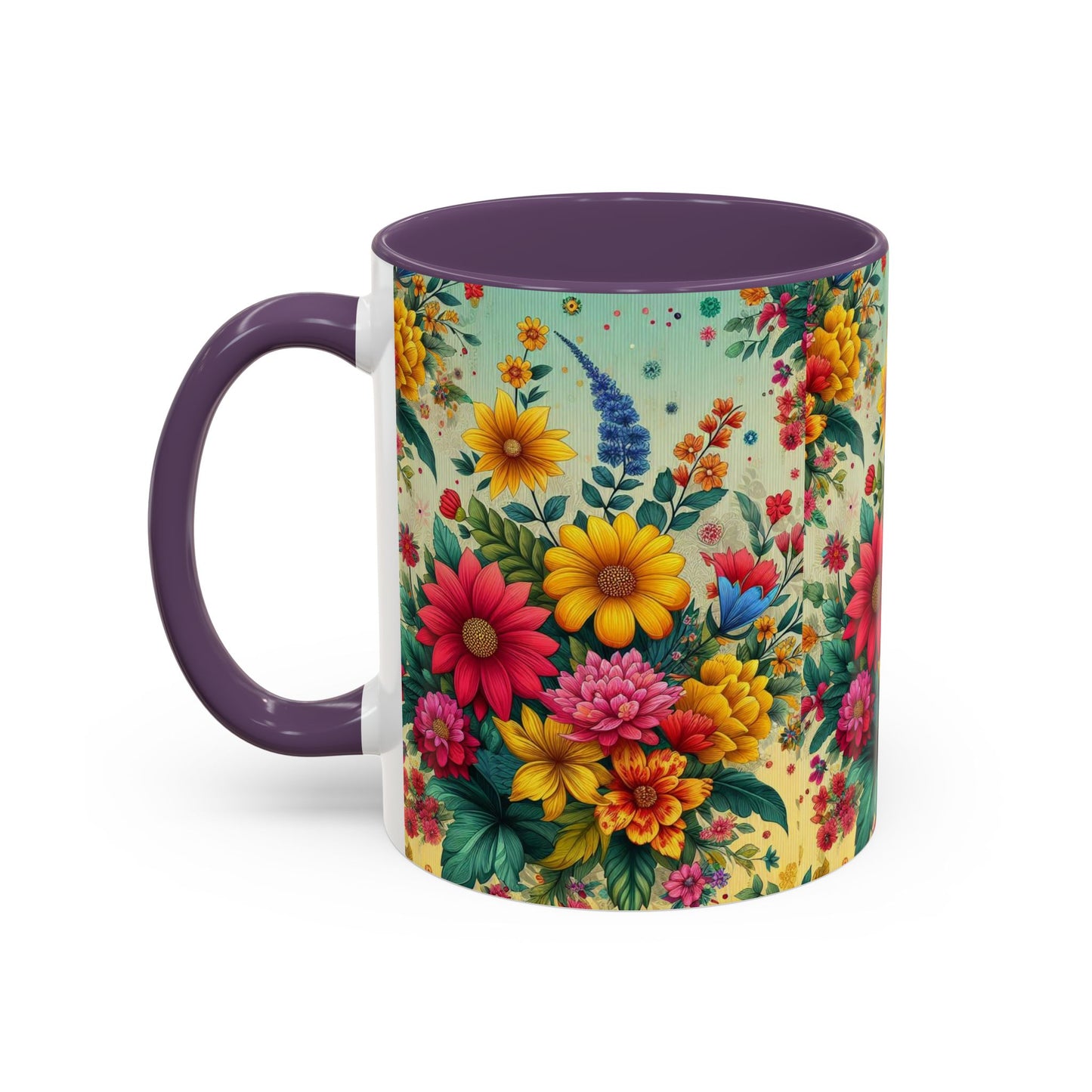 Vibrant Floral Accent Coffee Mug | Available in 11 & 15oz Sizes