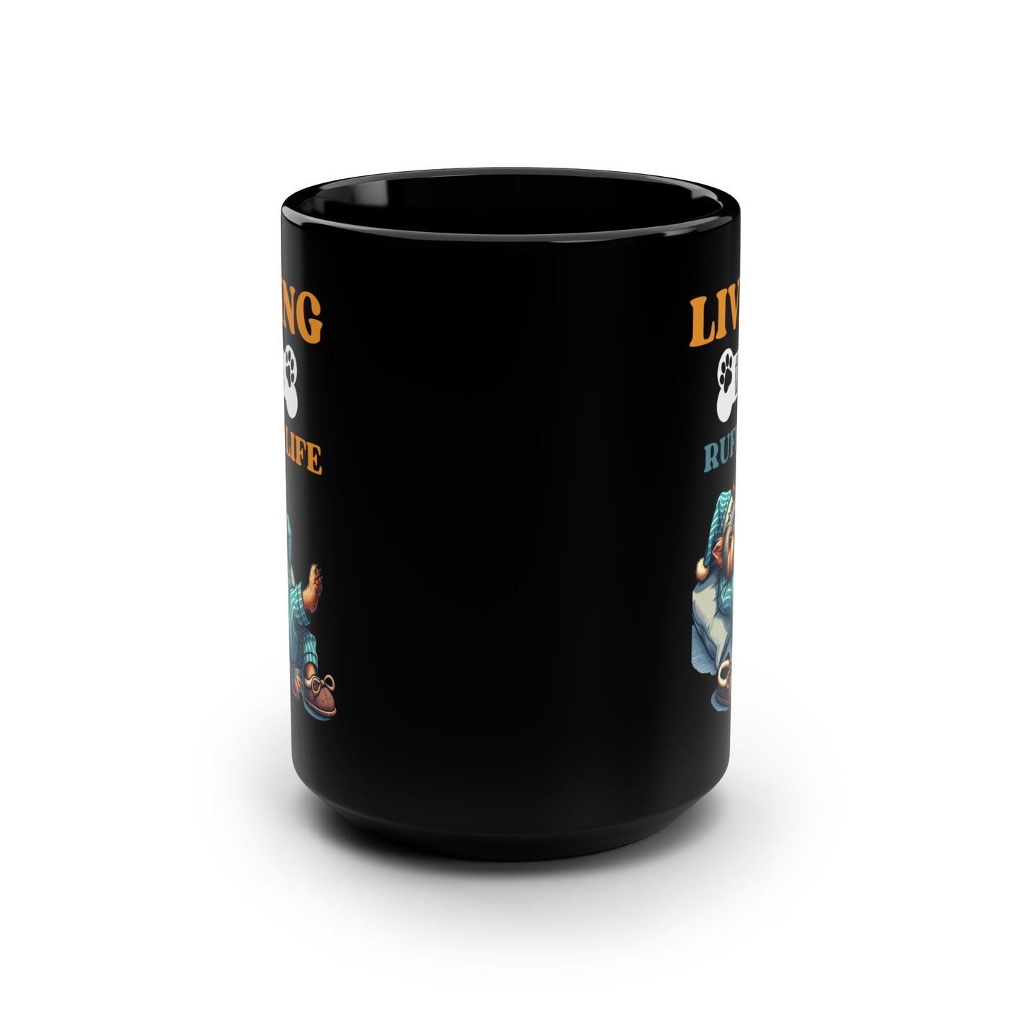 Living The Ruff Life" Yorkie" 15oz Black Coffee Mug
