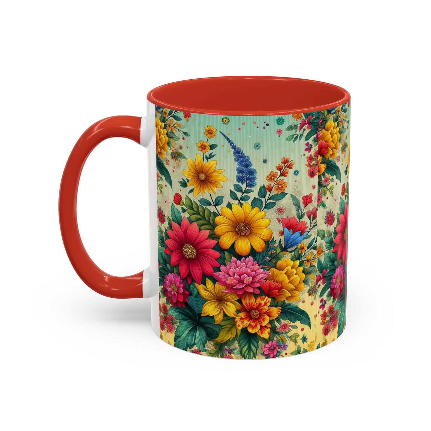 Vibrant Floral Accent Coffee Mug | Available in 11 & 15oz Sizes