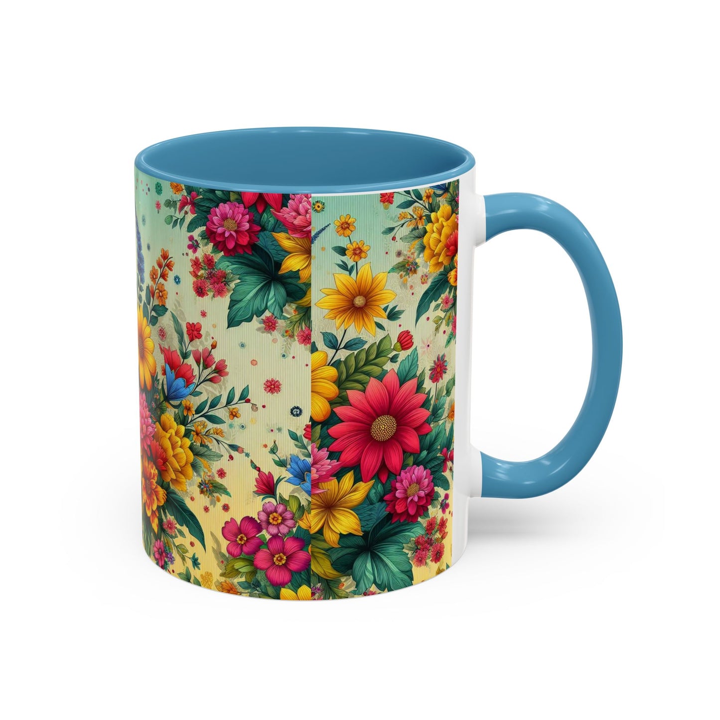 Vibrant Floral Accent Coffee Mug | Available in 11 & 15oz Sizes