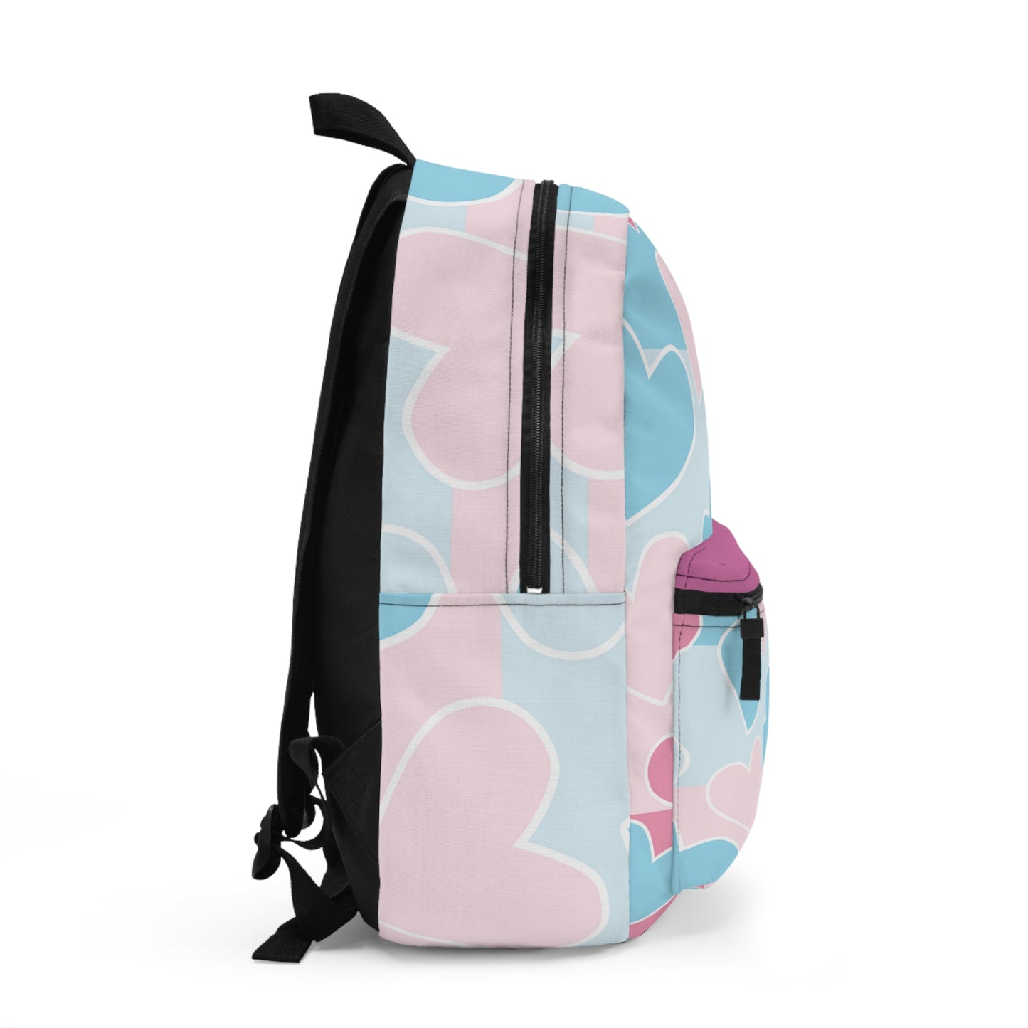 Pink and Blue Heart Design Spun Polyester Backpack