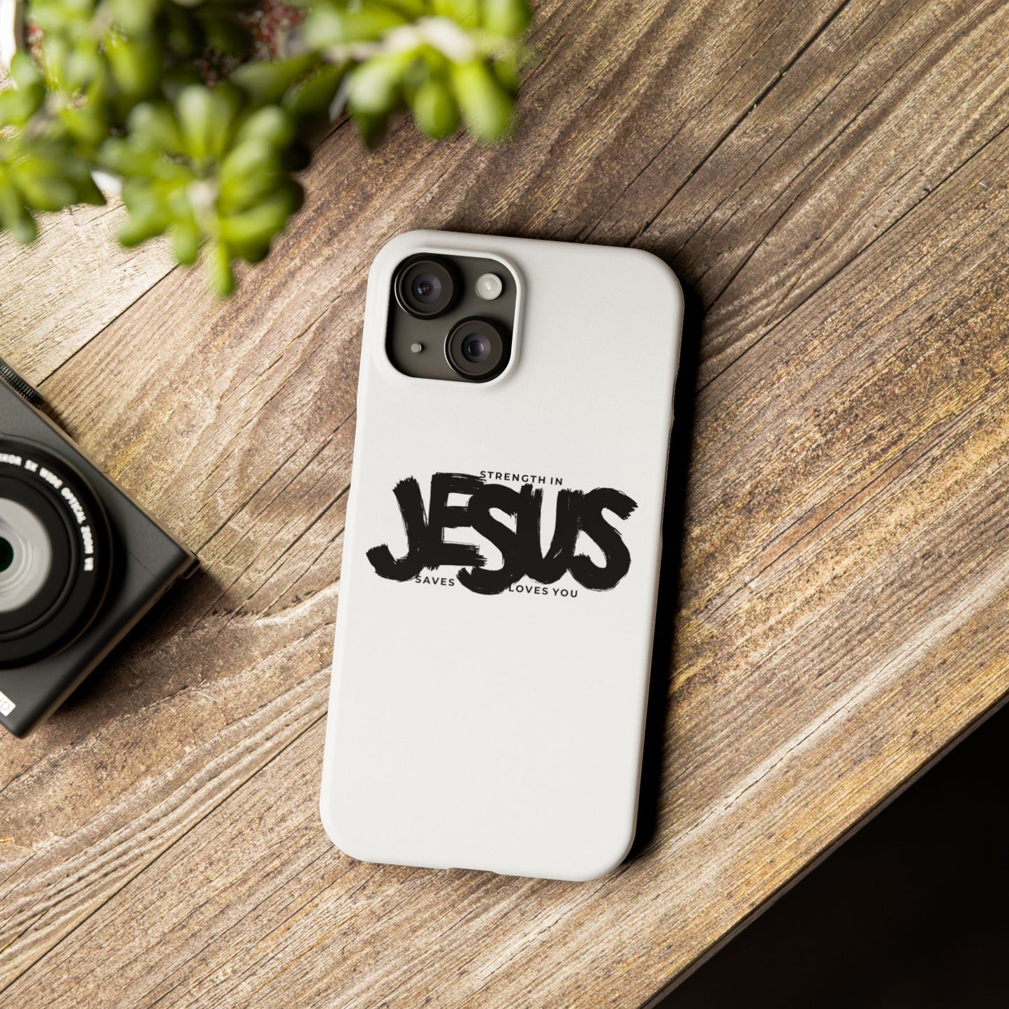 Jesus Inspired Christian Slim Phone Case: Strength, Salvation, and Love