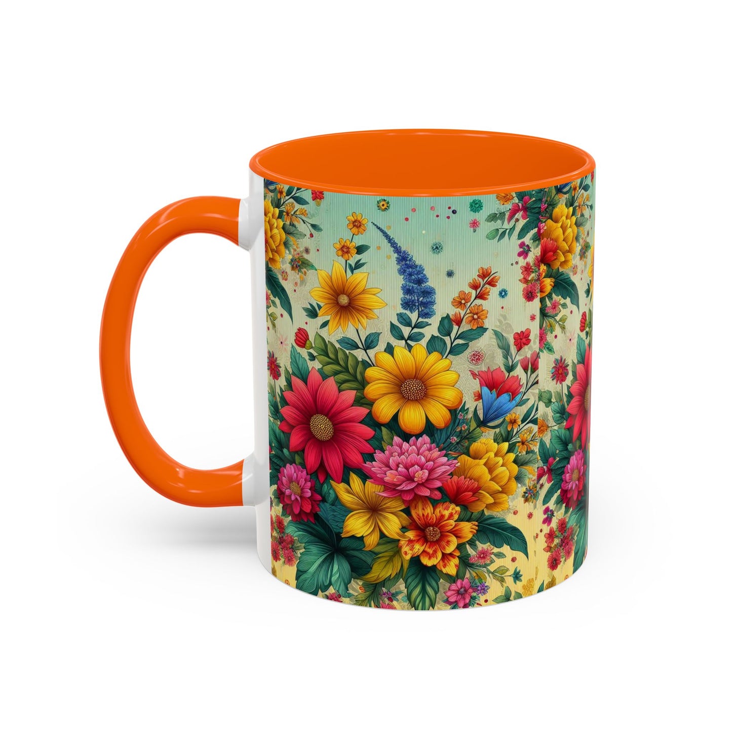 Vibrant Floral Accent Coffee Mug | Available in 11 & 15oz Sizes