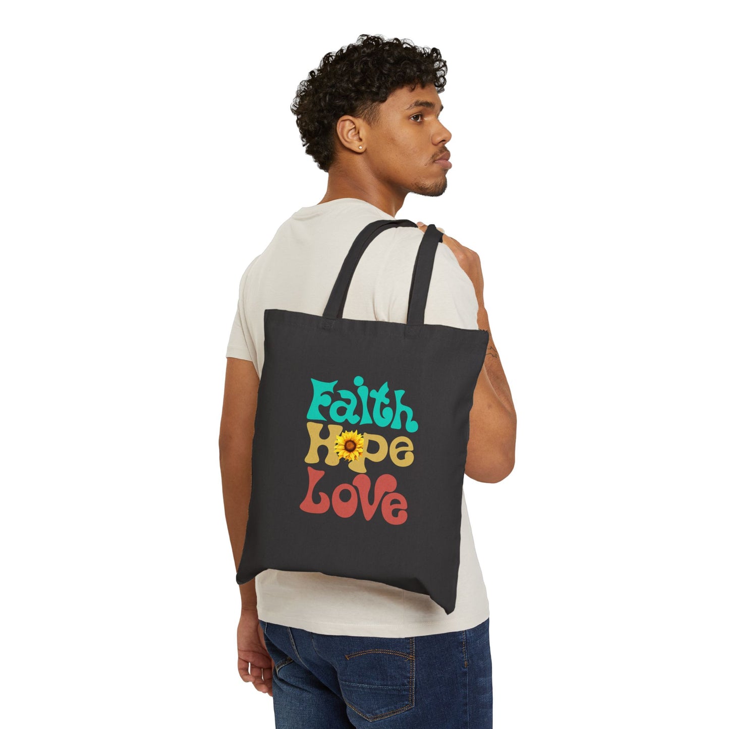 Faith, Hope, and Love Cotton Canvas Tote Bag