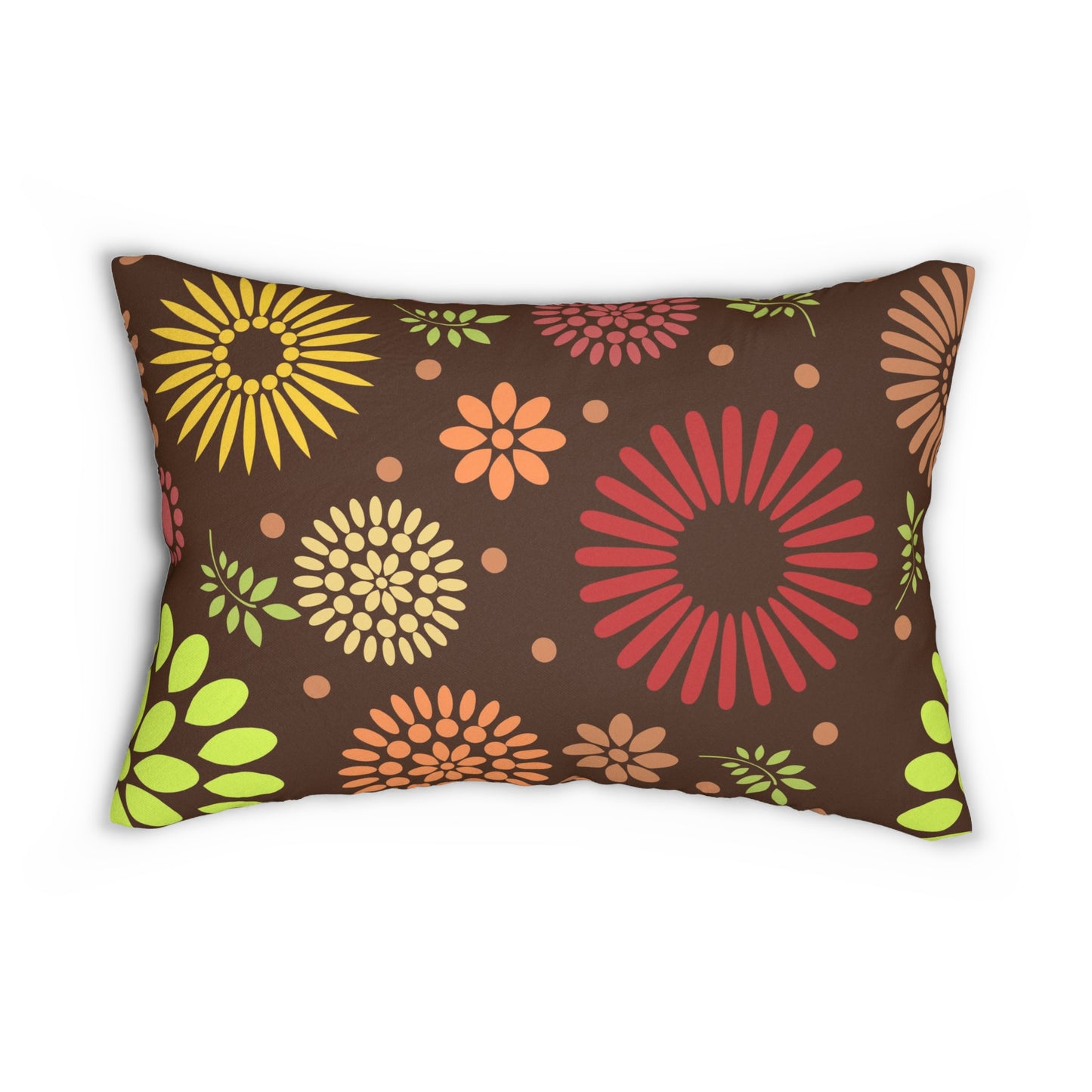 Earthy Elegance: Brown Floral Pattern |Spun Polyester Lumbar Pillow