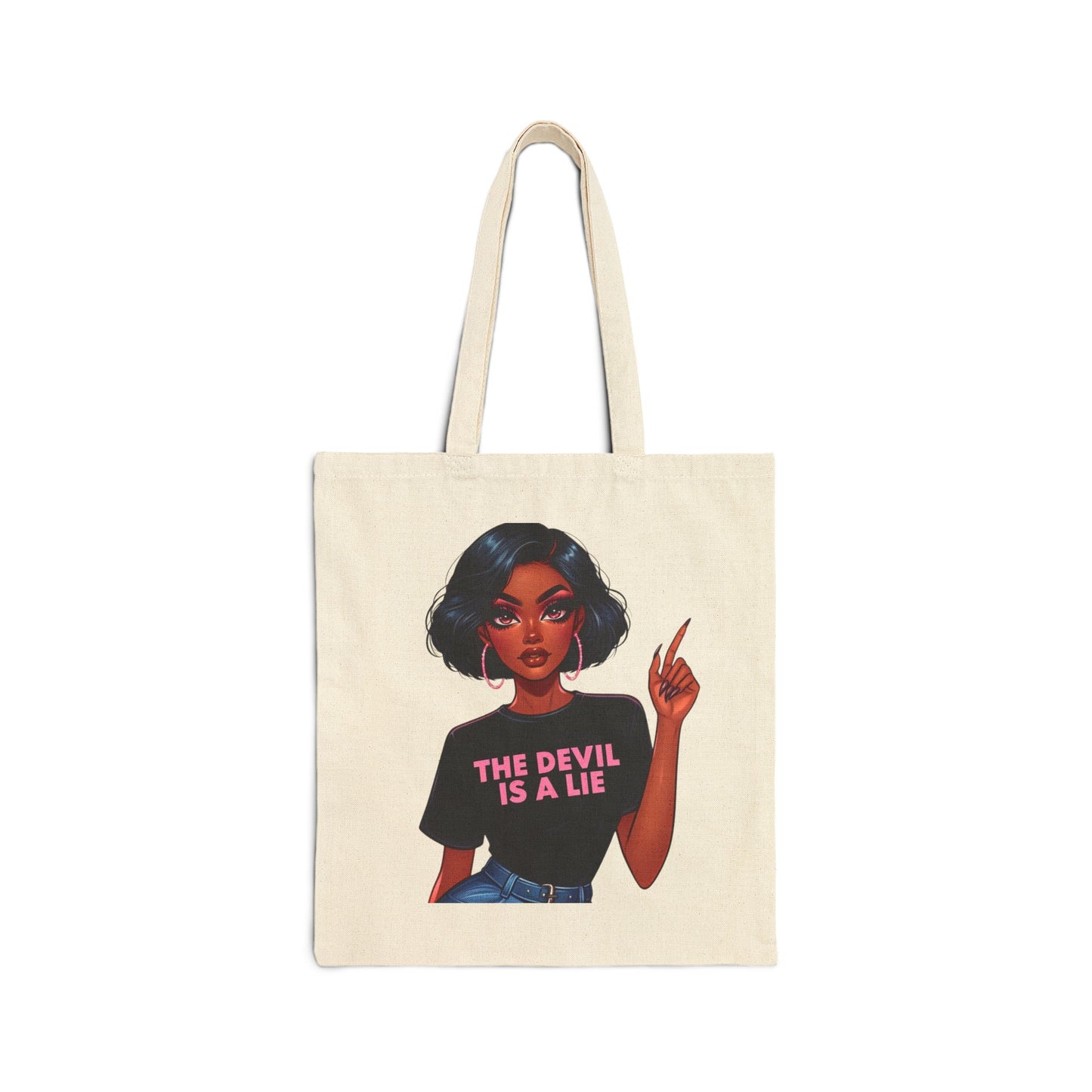 The Devil Is A Lie Cotton Graphic Tote Bag