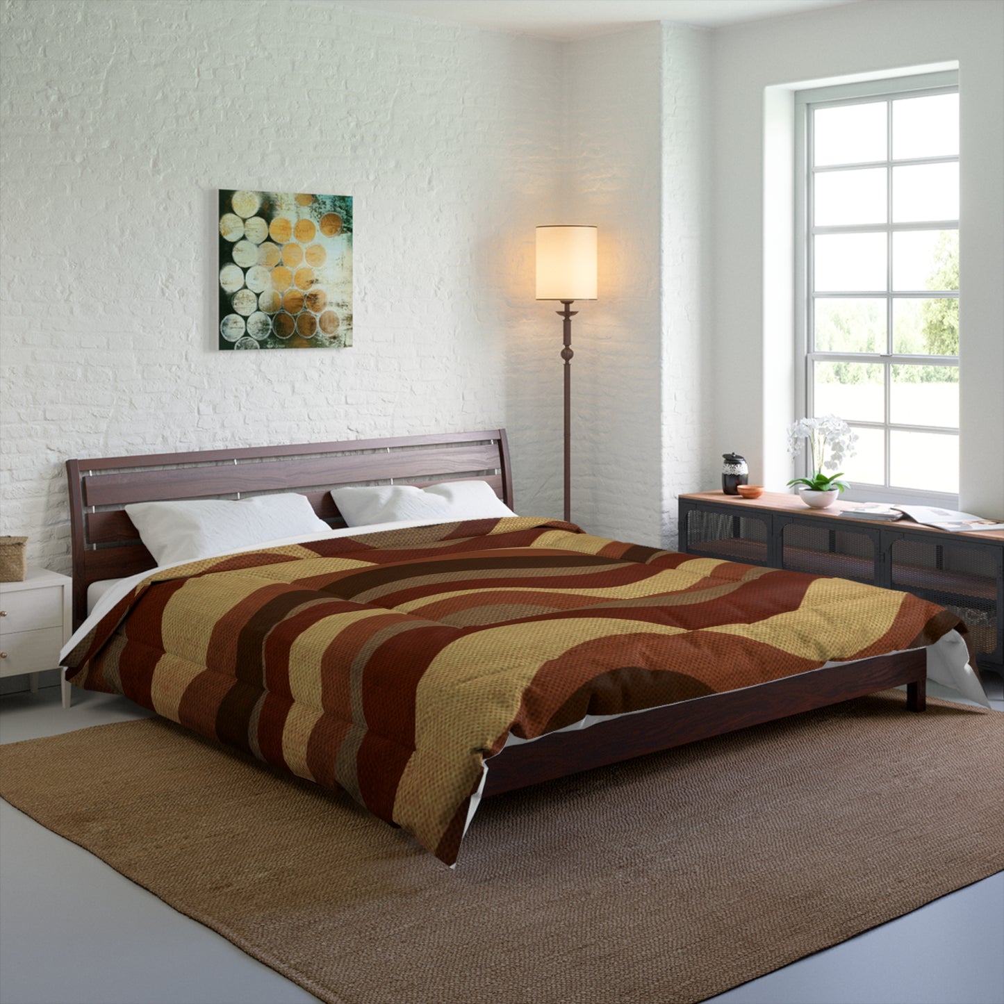 Soothing Haven Brown and Mustard Bed Comforter - Cozy Elegance for Your Sleep Sanctuary