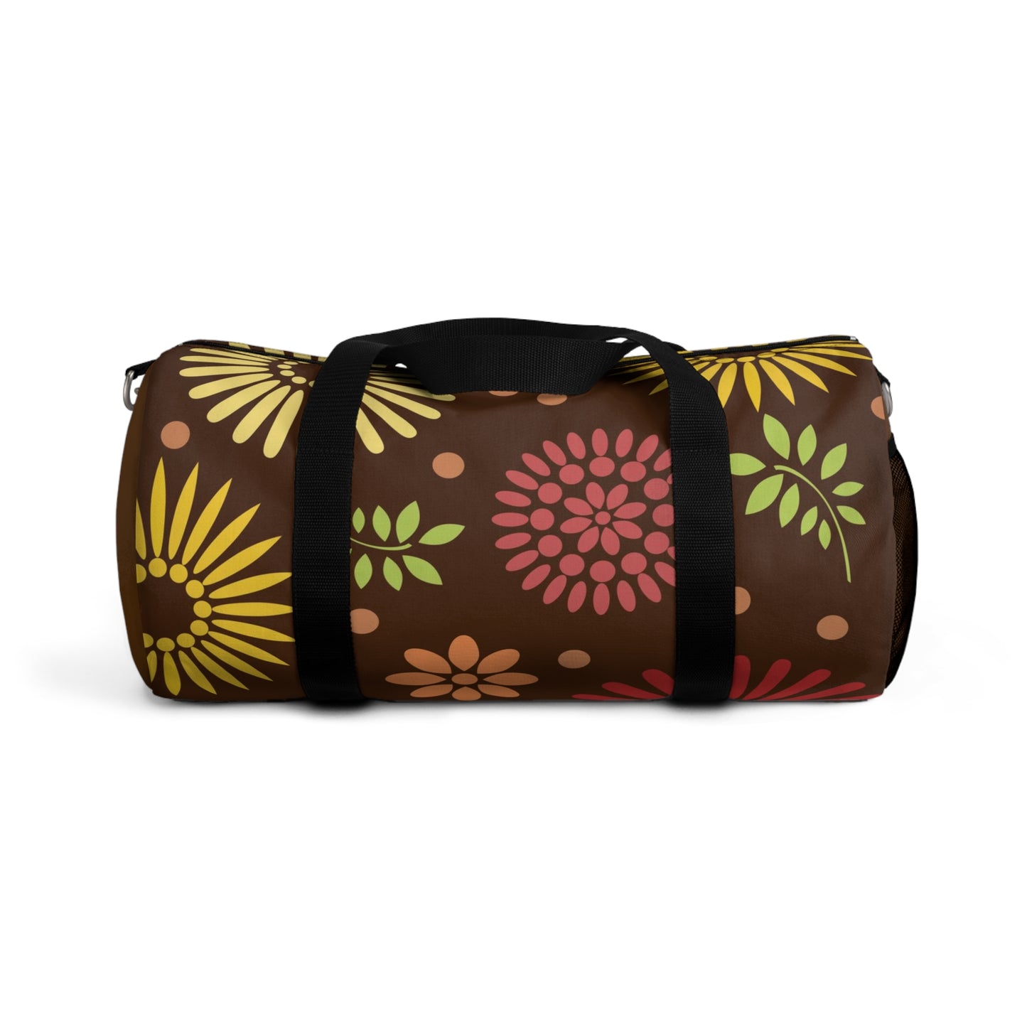 Earthy Elegance: Brown Floral Pattern Duffel Bag