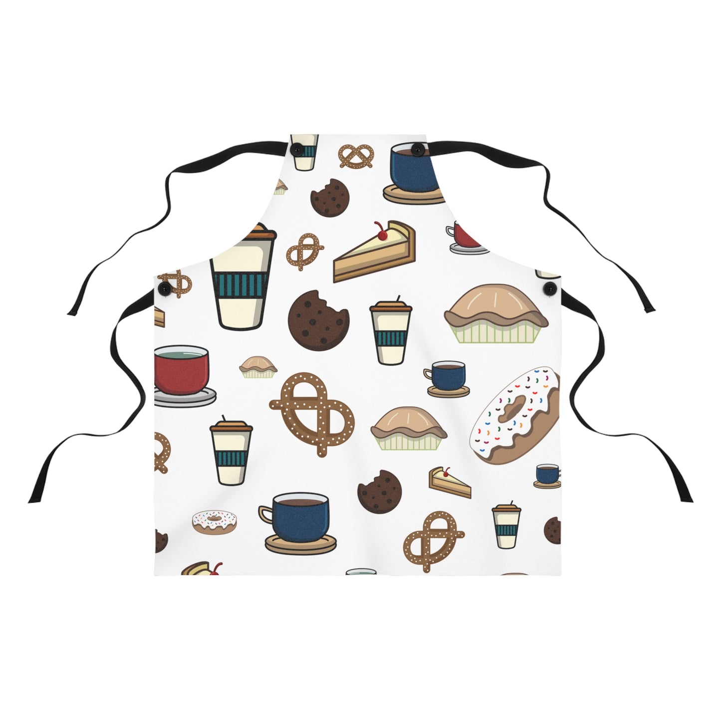 White Apron with Pastries and Coffee Design