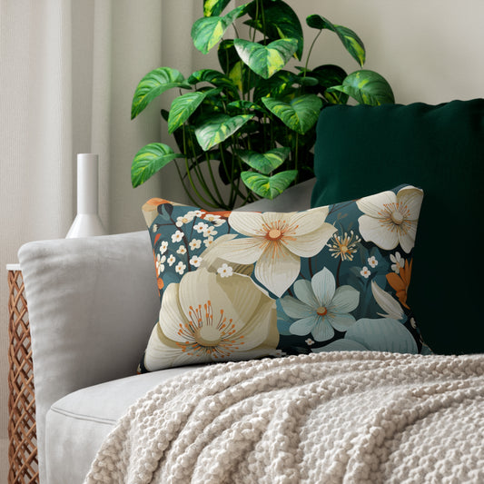 Serenity Floral Pattern Spun Polyester Lumbar Pillow