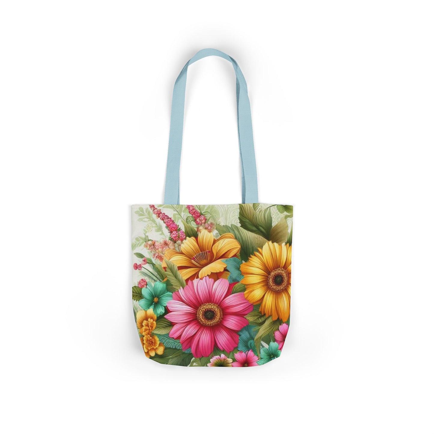 Floral Print Canvas Tote Bag with 5-Color Straps