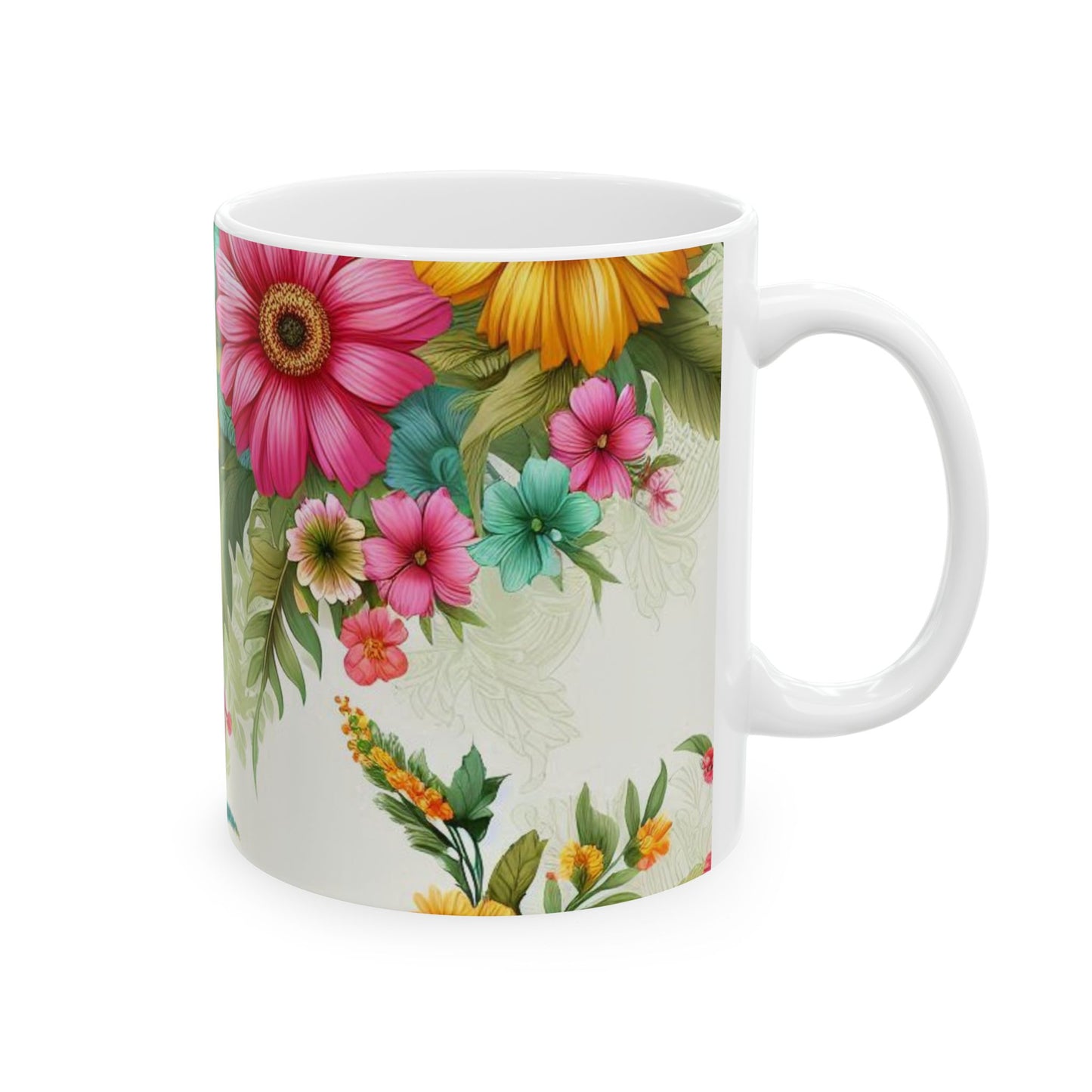 Floral Ceramic Coffee Mug| Available in 11 &15 oz Sizes