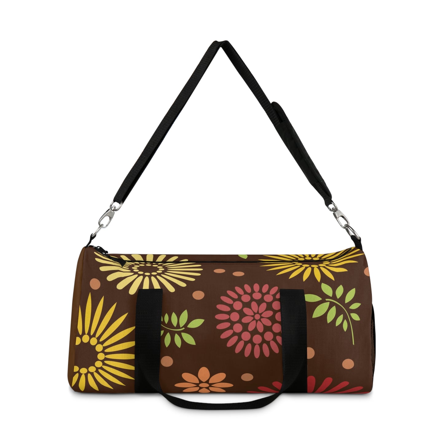 Earthy Elegance: Brown Floral Pattern Duffel Bag