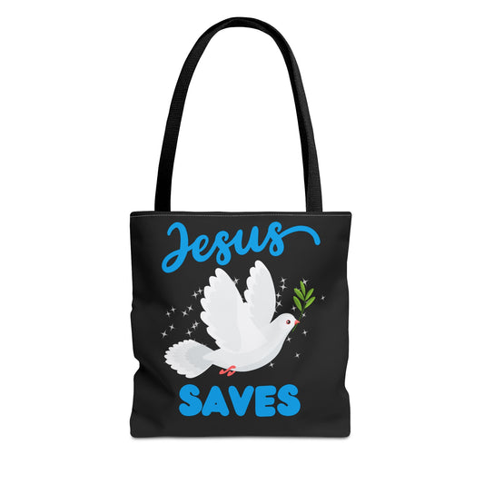 Sacred Carryall: 'Jesus Saves' Inspirational Tote Bag