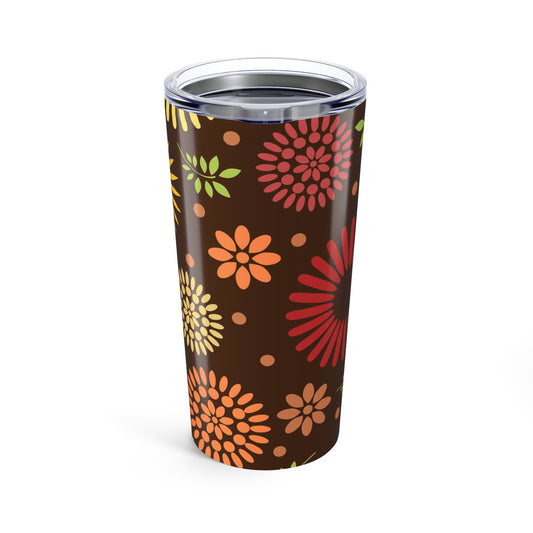 Earthy Elegance| Brown Floral Pattern 20oz Tumbler