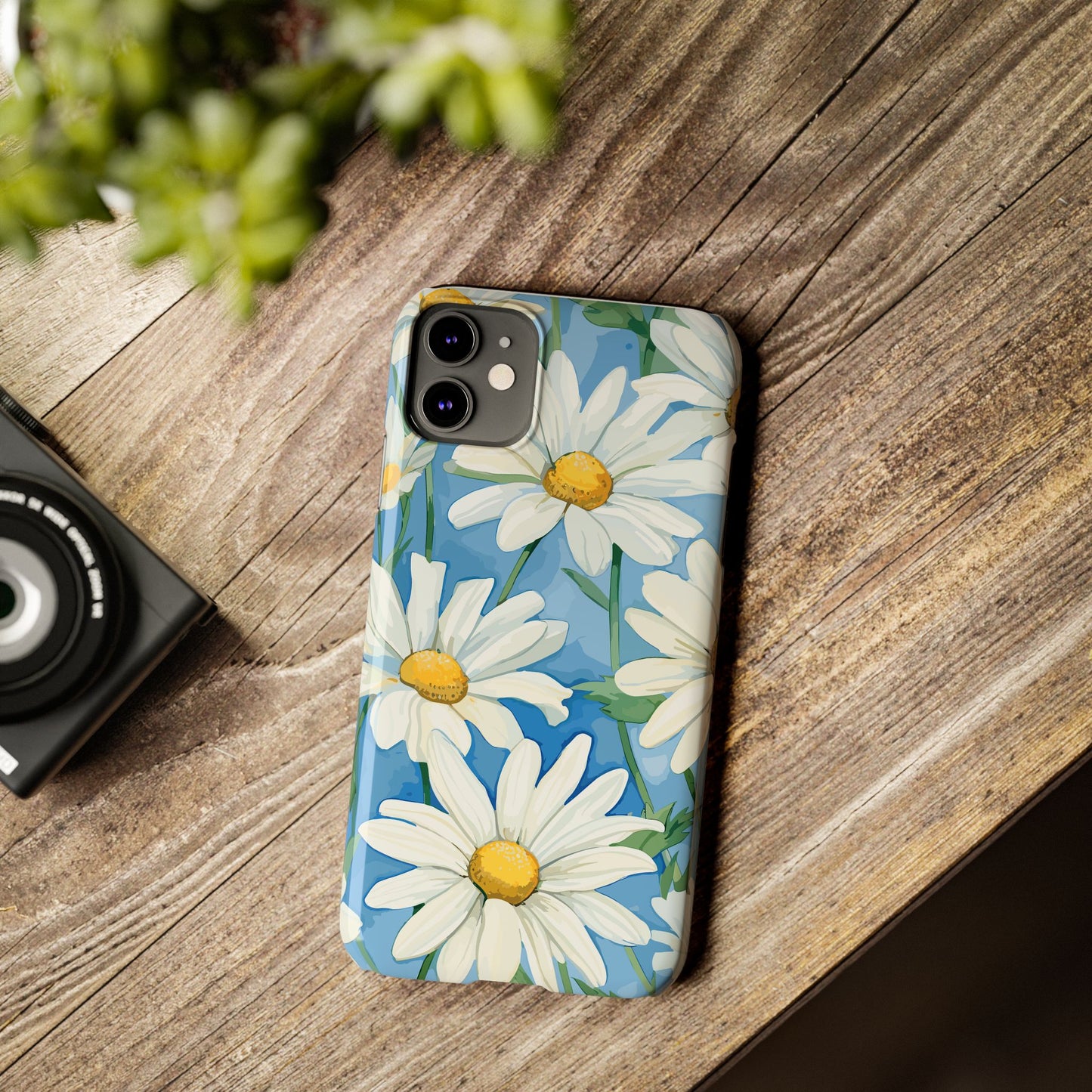 Serene White Daisy: Sleek and Stylish Slim Phone Case