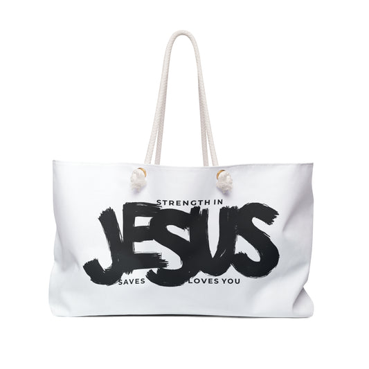 Divine Strength: Oversized Weekender Bag with Triple Jesus Messages