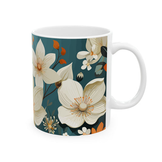 Sip in Serenity with Our Customized Floral Pattern Ceramic Mug 11oz