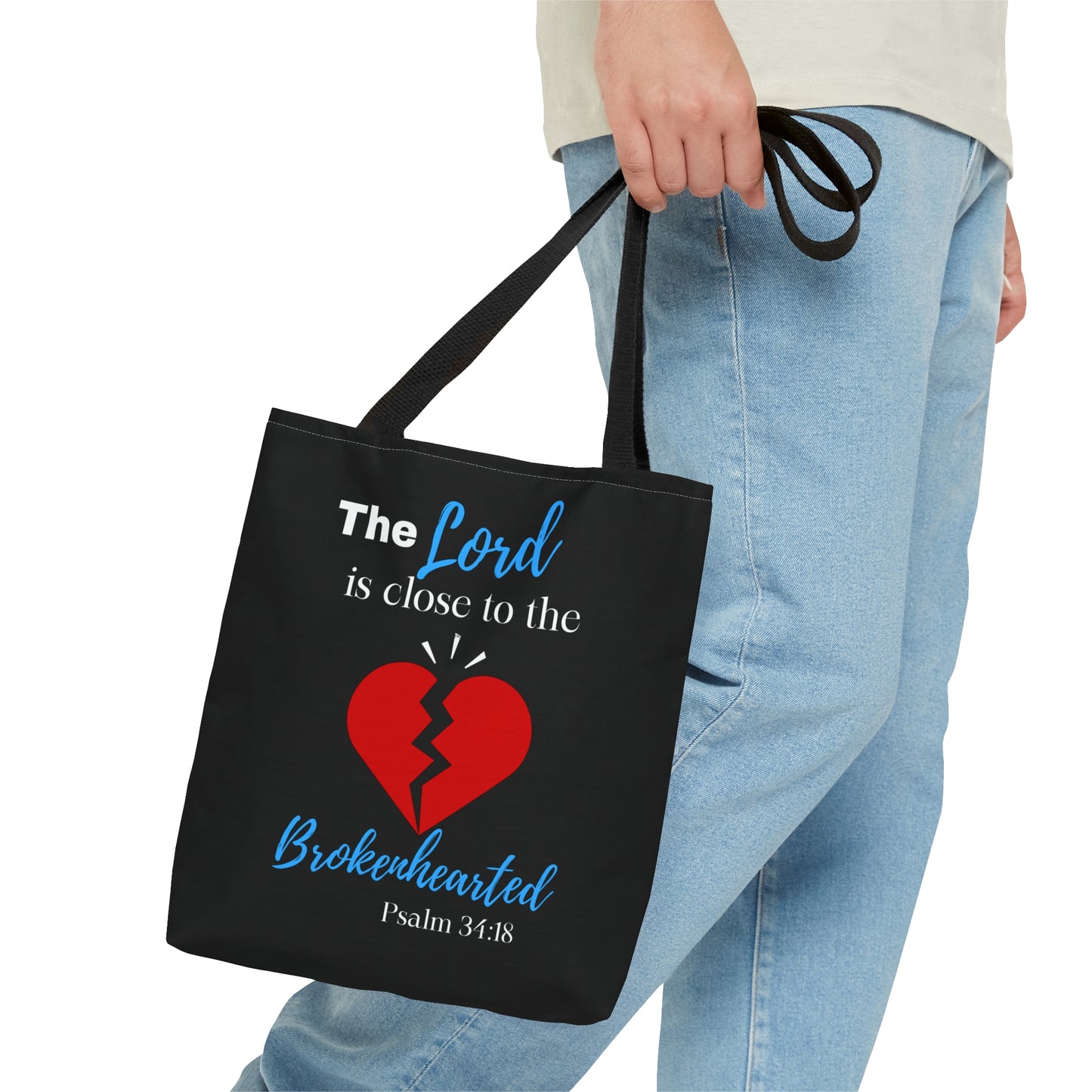 Psalm 34:18 Double-Sided Tote Bag – Finding Comfort and Hope