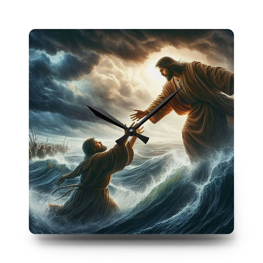 Divine Intervention: Rescued By His Hand Acrylic Wall Clock