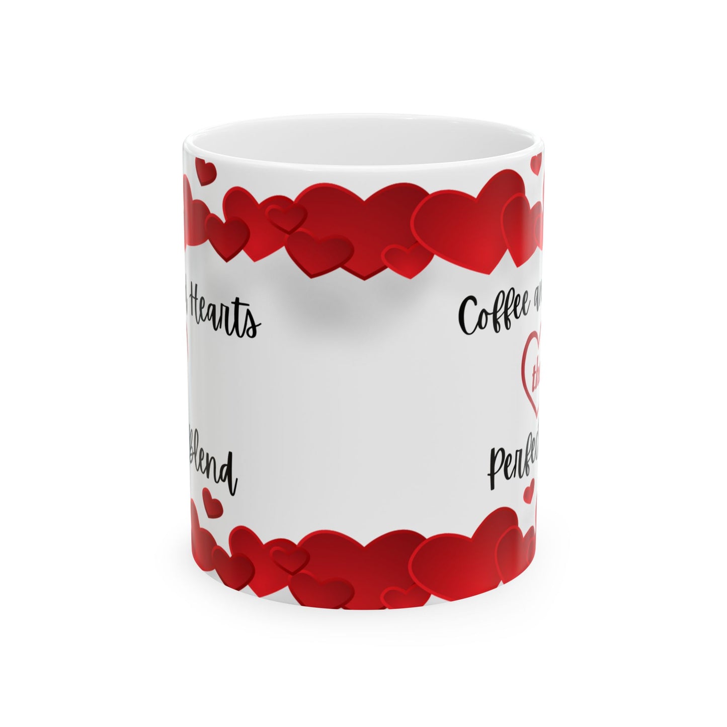 Hearts and Brew Harmony: Perfect Blend 11 oz Ceramic Mug