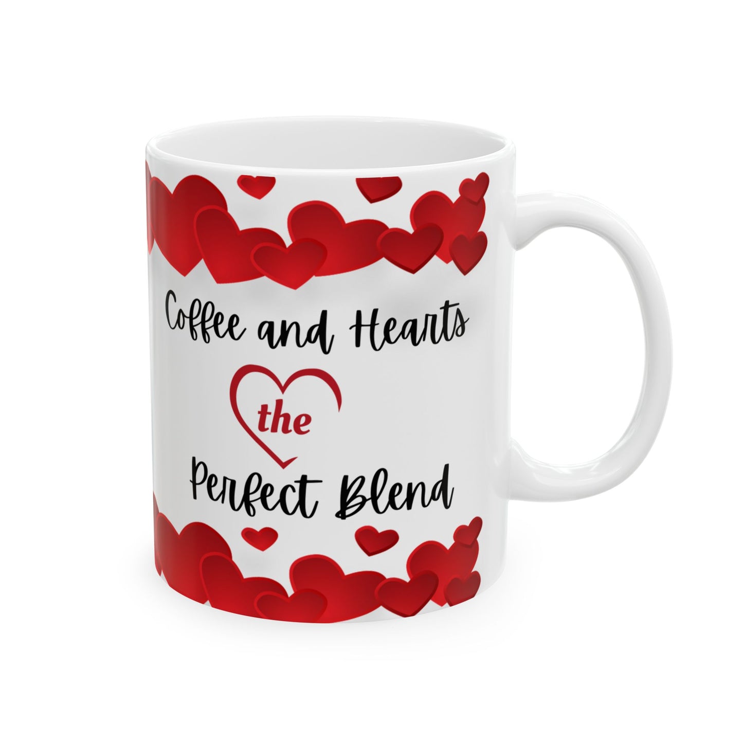 Hearts and Brew Harmony: Perfect Blend 11 oz Ceramic Mug