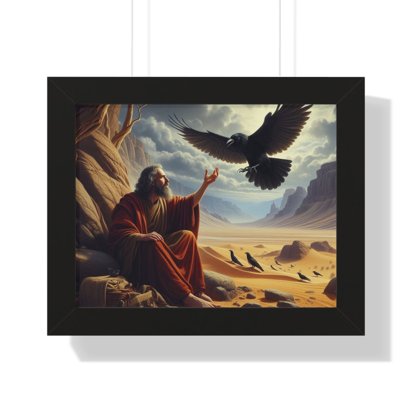 Elijah Feeding the Ravens: Framed Horizontal Poster