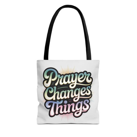 Inspirational Prayer Tote Bag, Prayer Changes Things| Motivational Gift for Spirituality, Bible Study, Everyday Use, Carry-All