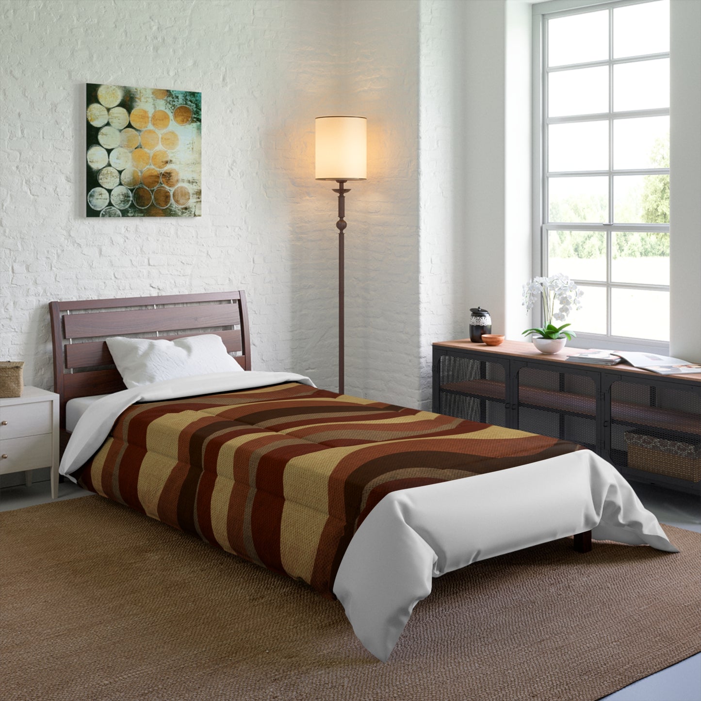 Soothing Haven Brown and Mustard Bed Comforter - Cozy Elegance for Your Sleep Sanctuary