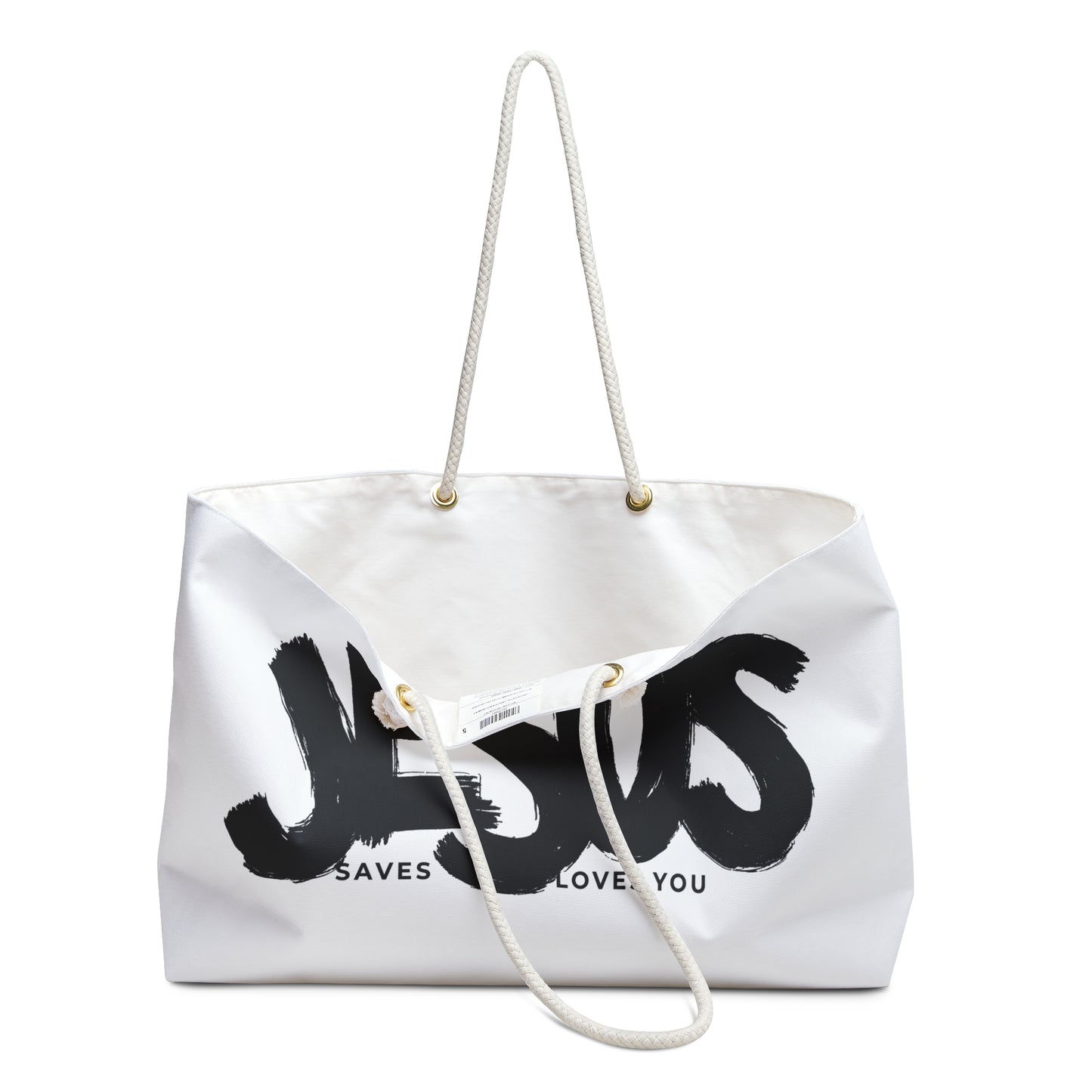 Divine Strength: Oversized Weekender Bag with Triple Jesus Messages