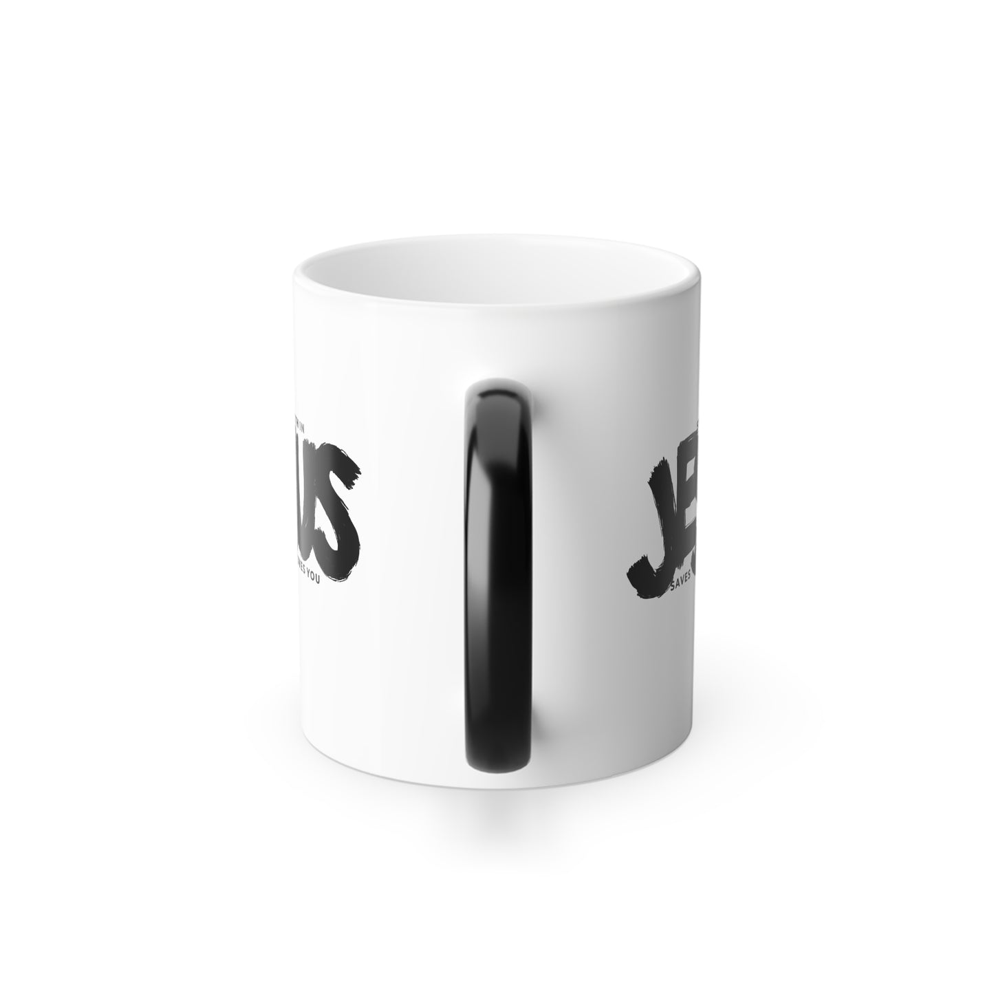 Jesus Divine Message Morphing Mug | 11oz Heat-Sensitive Coffee Cup |Strength, Salvation & Love