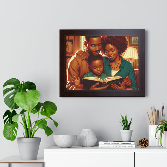 Family Blessings: Framed Horizontal Poster with Open Bible