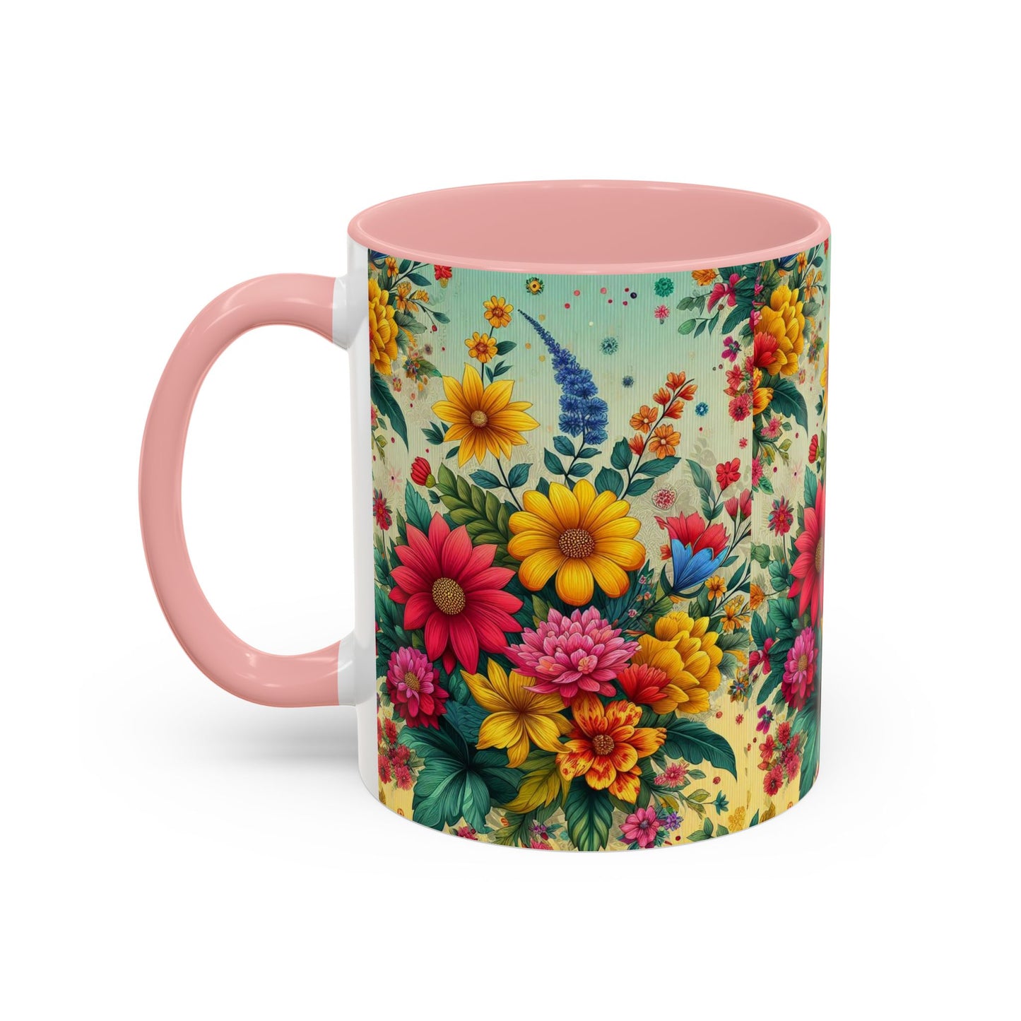 Vibrant Floral Accent Coffee Mug | Available in 11 & 15oz Sizes